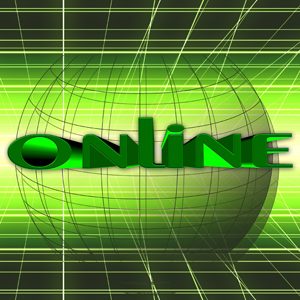 Grön glob med texten Online framför