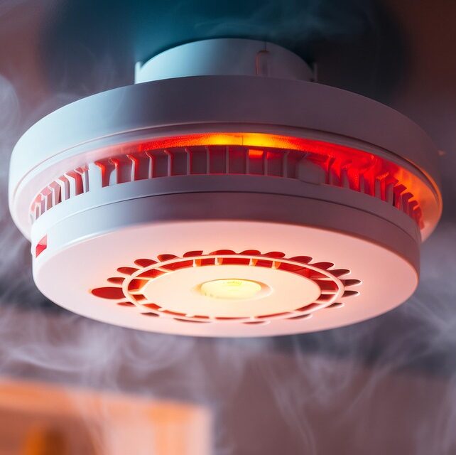 Brandvarnare med rök omkring sig